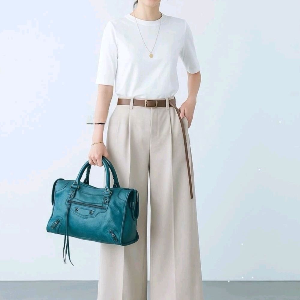 ❌SOLD❌Auth BALENCIAGA The City 2Way Shoulder Handbag Leather Blue Navy